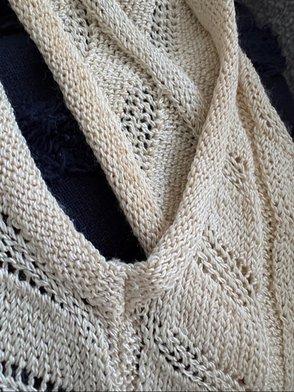 Armani Vintage Cream Open-Knit Button Front Sweater Vest - Picture 12 of 13